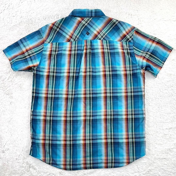 PrAna Short Sleeve Shirt Men's XL‎ Blue Red Plaid Button Up Pockets - Picture 4 of 11